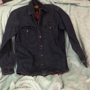 Eddie Bauer flannel lined denim shirt size S